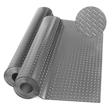 Diamond-Plate Rubber Flooring Rolls, 21FT *16IN Garage Floor Mat, 4 * 7Ft Grey