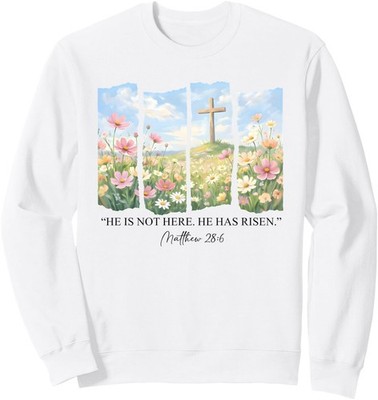 He is Risen Christian Wildflower Happy Easter Unisex Crewneck Sweatshirt