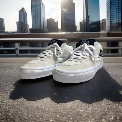 Vans Skate Half Cab Marshmallow White Suede Canvas Skate Shoes NWOB