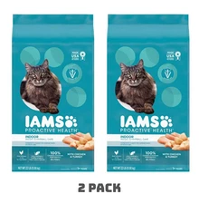 (2 Pack) Iams ProActive Health Indoor Weight & Hairball Care Dry Cat Food, 22 lb