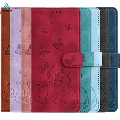 Katze geprägt Flip Wallet Case Handy Hülle für Huawei P50 Pro P40 P30 P20 P10
