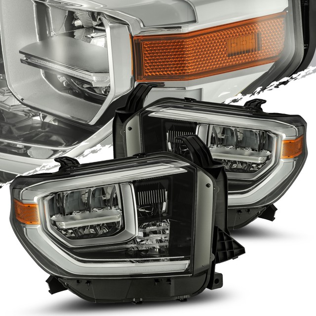 For 2014-2019 Tundra Glossy Black TRD Upgrade Look Full LED Headlights