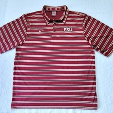 NIKE Dri-Fit Florida State Seminoles garnet red striped polo shirt Adult Mens XL