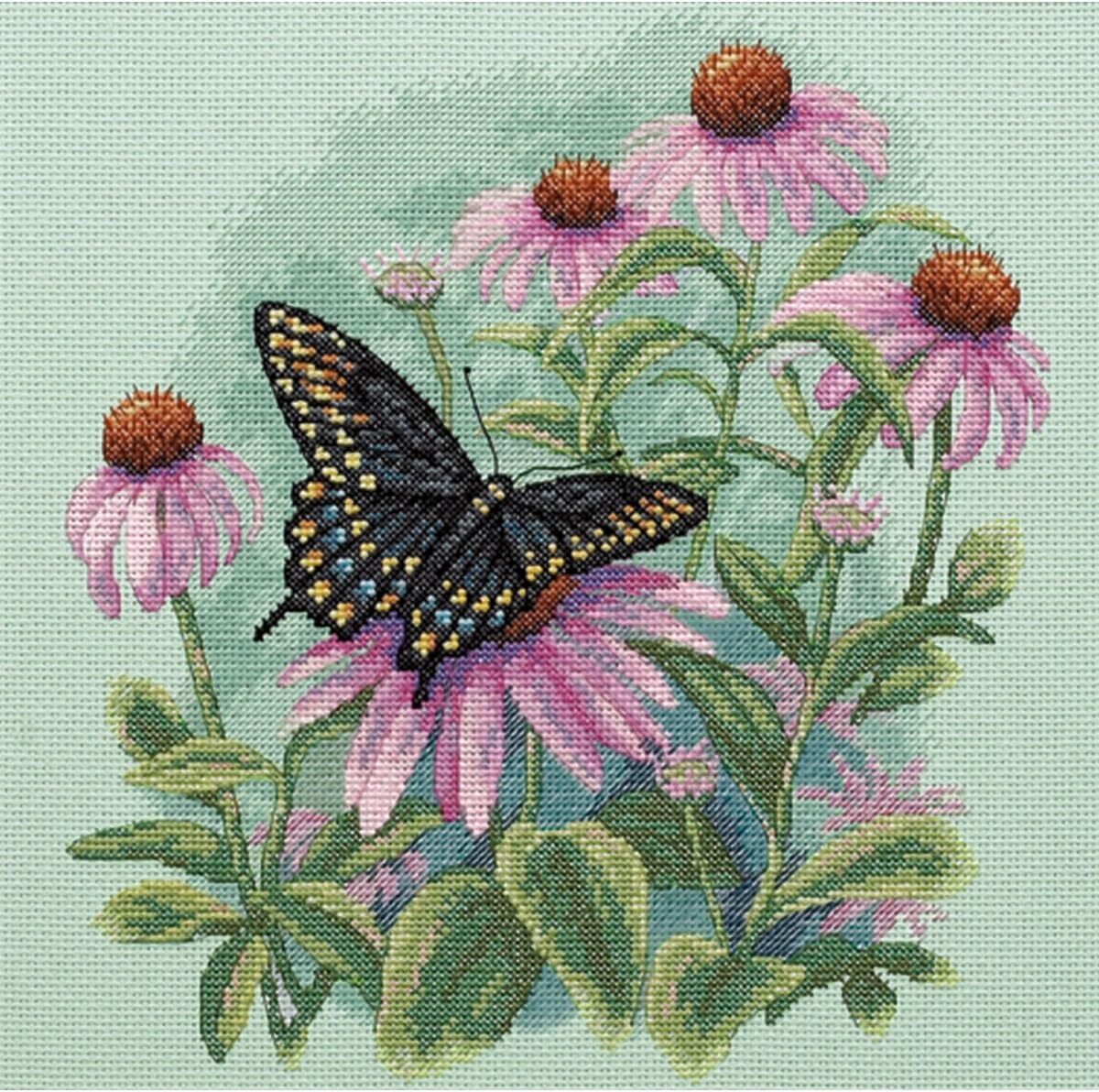 Dimensions 'Butterfly and Daisies' Counted Cross Stitch Kit, 14 Count Light Gree