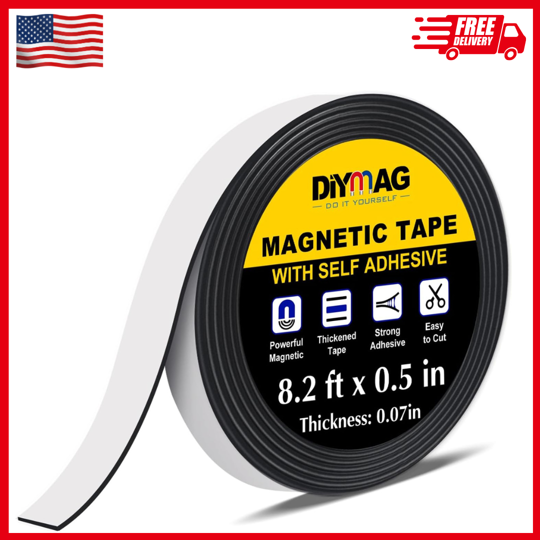 Magnetic Tape, 1 Roll Magnetic Strip with Strong Self Adhesive Flexible Magnet T