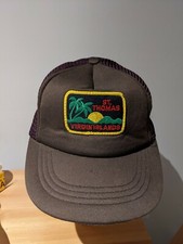 Vintage Brown St Thomas U.S. Virgin Islands Trucker Mesh Hat / Cap Snap Back