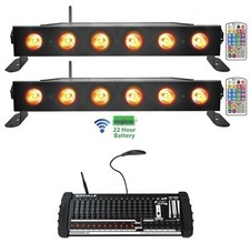  2 Rockville BEST STRIP 60 Battery Light Bars 384 Ch. Wireless DMX Controller