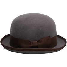 Men's 100 Wool Felt Bowler Hat with Grosgrain Ribbon Band - FREE SHIPPING