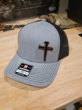 Custom Richardson 112 3 Nails Cross Christian Heather Grey Trucker Hat