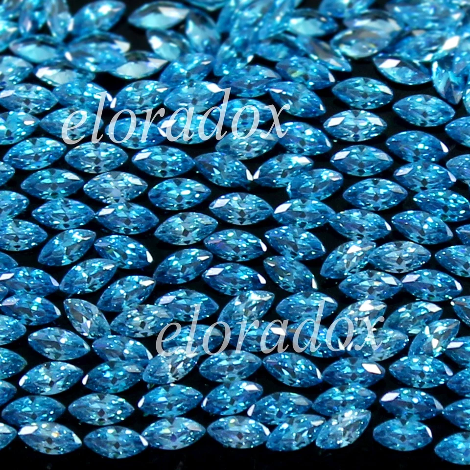 Lote de 10 piezas de piedras preciosas certificadas marquesa natural aguamarina azul Brasil 3x1,5 mm Foto 4 de 4