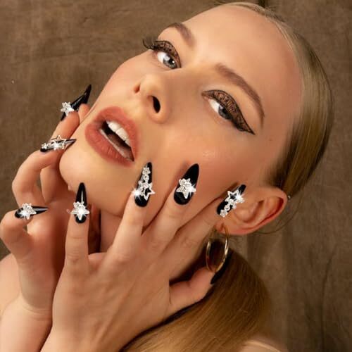 26Pcs Star Nail Charms for Acrylic Nails, 3D Metal Silver Stars SN-26PCS-Sliver - Picture 6 of 6