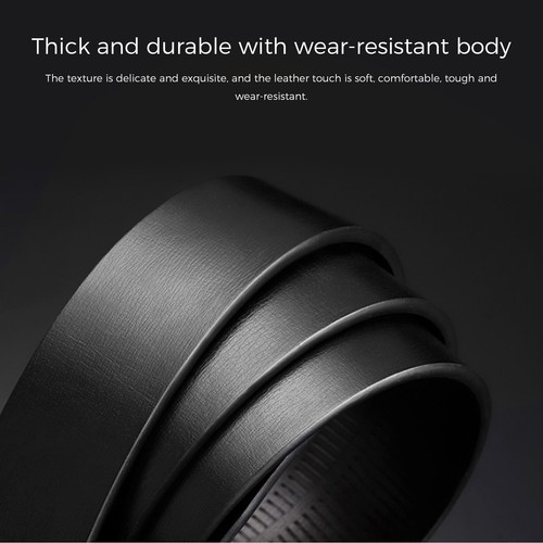 Luxury Men Genuine Leather Belt Automatic Buckle Ratchet Waist Strap Jeans. - Picture 21 of 24