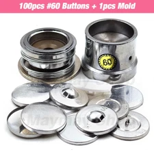 100Set #16-60 Covered Button Bread Shape Round Fabric Button Metal Press Mold