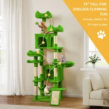 75 Inches Indoor Cat Tree Tall Cat Tower for Large Cats 20 lbs Cat Condo