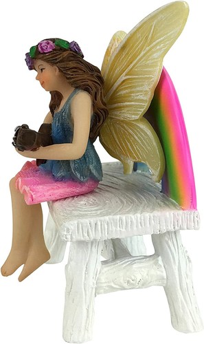 Megan The Rainbow Fairy with Rainbow Bench – a Miniature Fairy Figurine - Picture 4 of 8