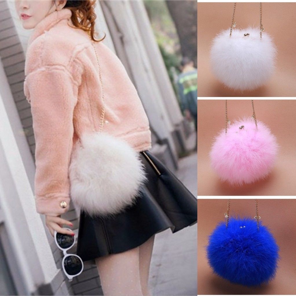 white fluffy clutch bag
