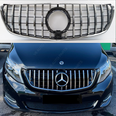 GT Front Bumper Grille For Mercedes W447 V-Class V250 V260 2015-2023 - Chrome ABS - View #6