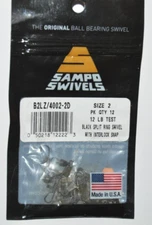 sampo swivels ball bearing black split ring swivel w/ interlock snap 12LB size 2