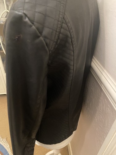 Principles Black Mandarin Collar Faux Leather Zip-up Jacket Size 14 see photos - Picture 8 of 8