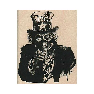 Mounted Rubber Stamp, Undead Uncle Sam, Uncle Sam, Skeleton, Zombie Uncle Sam