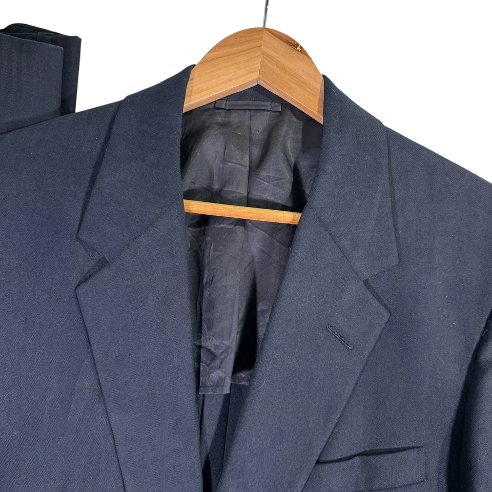 VINTAGE Hickey Freeman 2 Piece Suit Mens 40R 33x29 Navy Thick Flannel Classic - Image 2 of 4