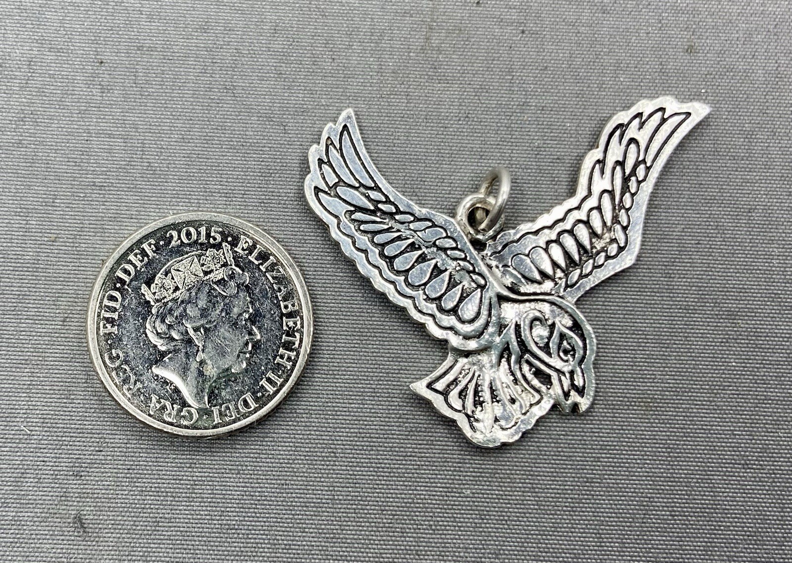 Sterling Silver Eagle Pendant - Solid - Well Deta… - image 3