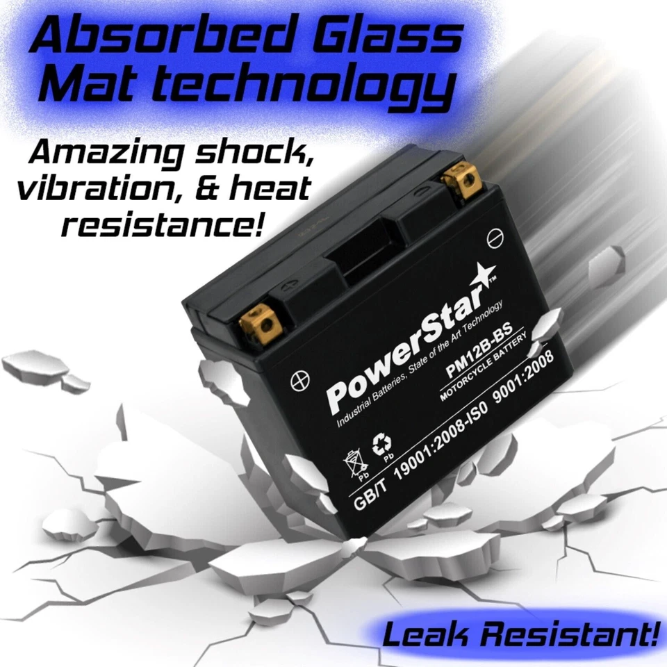 YT12B-BS YT12B-4 UT12B-BS Blemish Battery for 1998-2017 Yamaha V STAR 650 XVS650 - Image 2 of 4