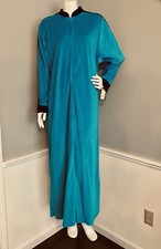 Vintage David Brown California Maxi House Dress Zip Front Robe Medium 1970s NWT