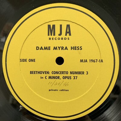 BEETHOVEN Piano Concerto #3 & MOZART Concerto #21 - MYRA HESS - MJA Private LP