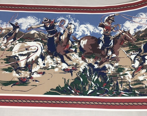 Western Wallpaper Border Rodeo Cowboy Horse Ranch Steer Roping Riders 2 Rolls - Picture 6 of 6