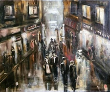 MOSHE CHAUSKI (1935-2014), Oil on Canvas,  A Night Scene At The City , Signed