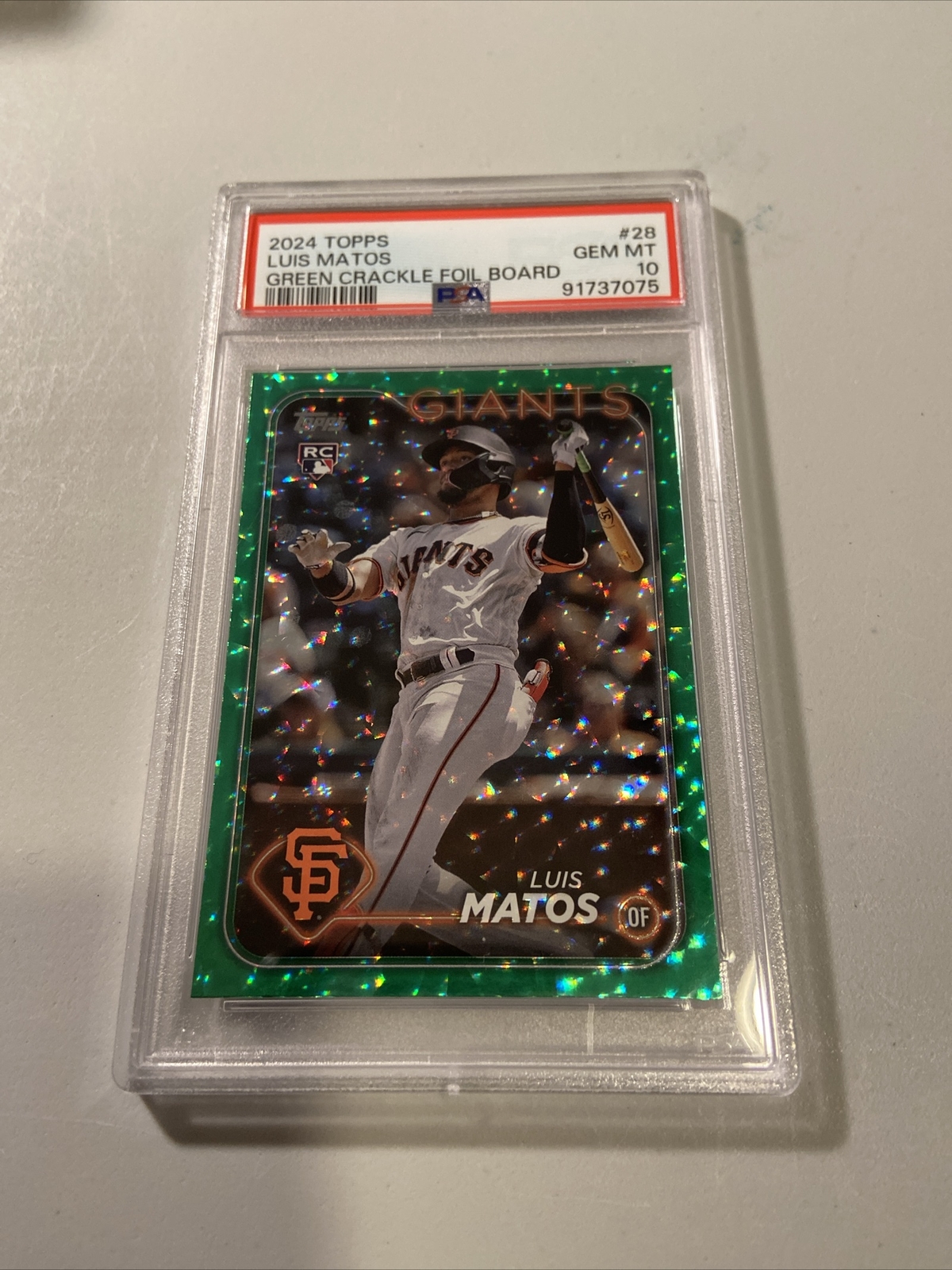 2024 Topps Luis Matos #28 RC Green Foil #'d /499 Giants Rookie PSA 10