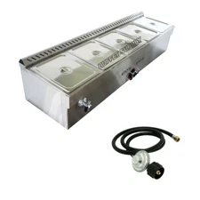 LP Gas 5 pans Steamer Table Food Warmer with decompression valve 1/2 SIZE