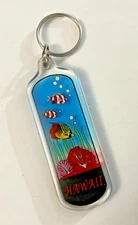 Vintage Hawaii Multicolor Acrylic Fish Coral Hawaiian Key Ring Keychain