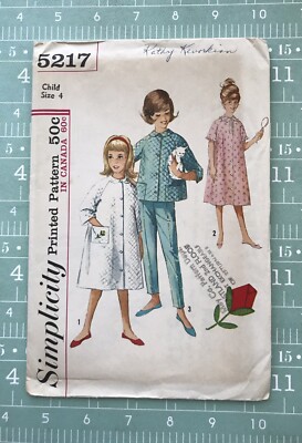 Vintage Simplicity Pattern 50's/60's #5217 Child's Girl's Robe Top Pants sleep 