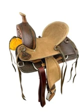 Youth Hard Seat Barrel Style Saddle with Deep Seat Full QH Bars 10" or 12" NEW