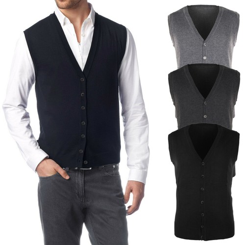 Maglione Uomo Invernale Gilet Smanicato Maglia Casual Sottogiacca Slim Fit  VEQUE | eBay