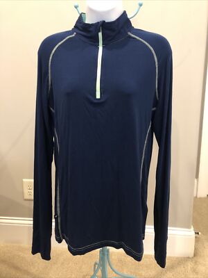 Eqology by SmartPak women medium blue long sleeved 1/4 zip top silky soft Shirt
