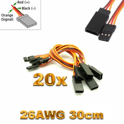 4 Servocavi JR Graupner Robbe Futaba Prolunga 30 Cm 26 AWG Cavo - Foto 5
