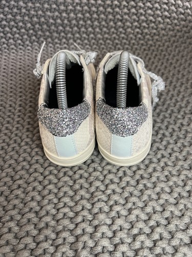 P448 John Sunset Cream Leather Snake Print Lace Up Sneakers Women Size 7 - Picture 5 of 14