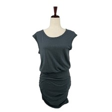 Velvet Graham and Spencer Vintage Slub Ruched Side Mini Dress M Cap Sleeve