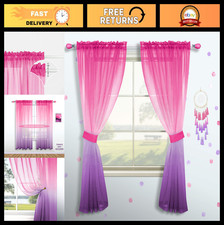 Pastel Pink Purple Sheer Ombre Curtains for Girls Bedroom - 63" Single Panel Win