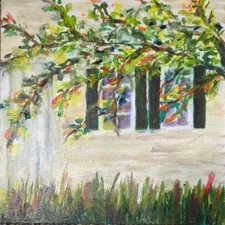 Acrylic Painting Original  Nature "At Home" Impressionism 6x6 