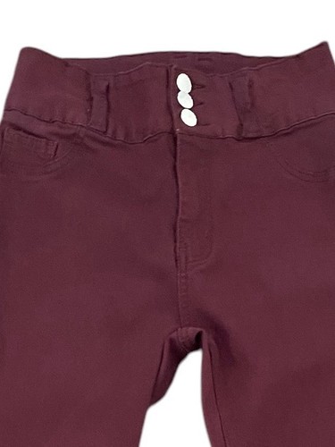Jeggings elásticos de 3 botones Ling Collection rojo borgoña junior talla L - Imagen 3 de 8