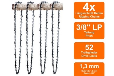 4 Längsschnitt Sägeketten passend für Einhell PES35/2TS | 35cm 3/8LP 52TG 1,3mm