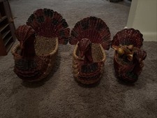 Vintage Wicker Turkey Woven Bread Basket Plan...