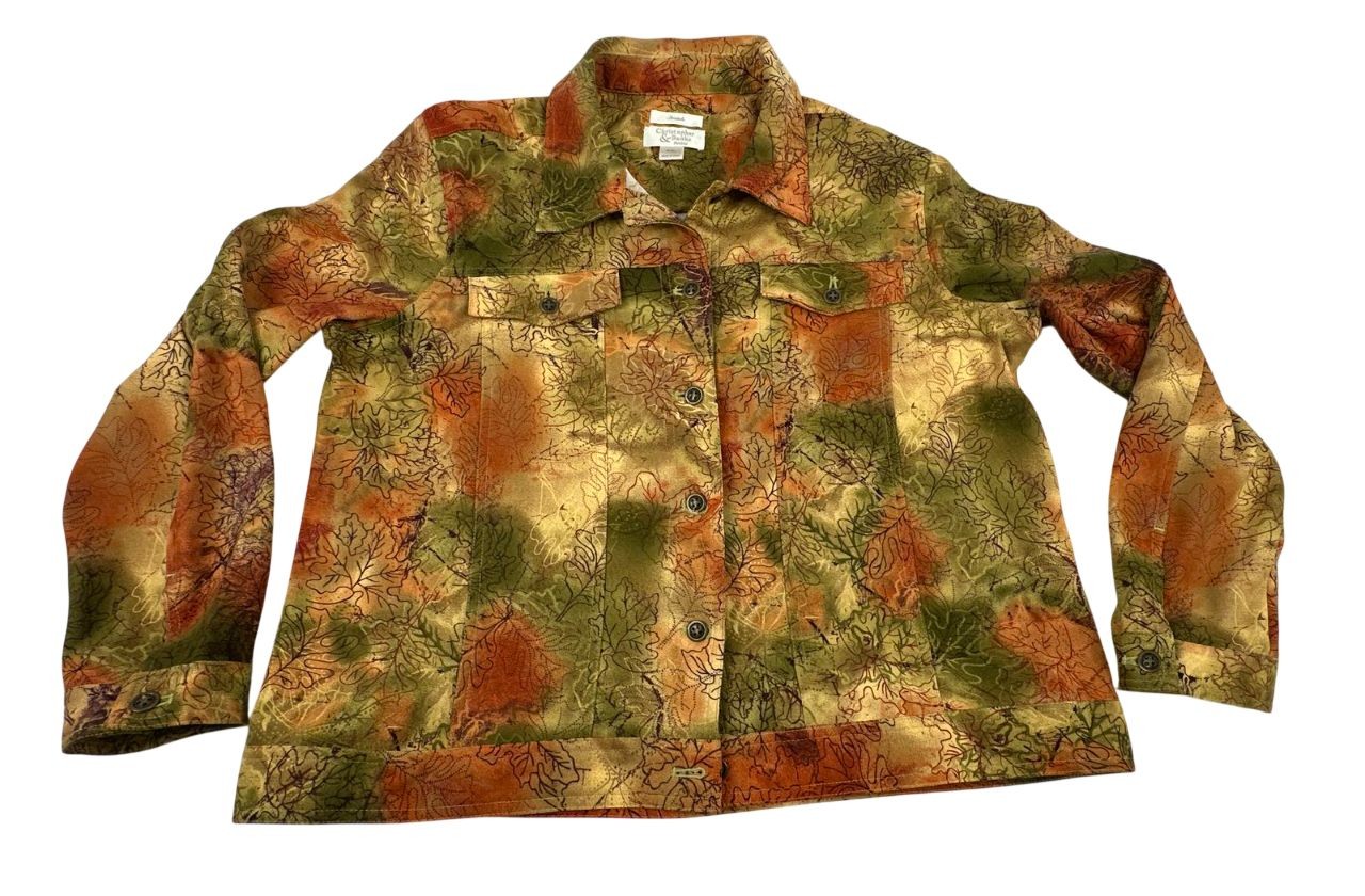 Christopher Banks Multicolor Fall Foliage Print Stretch Jacket. Women's Size PXL
