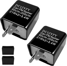 2 PCS 2-Pin Electronic Turn Signal Flasher Relay, 12V Adjustable Electronic Blin