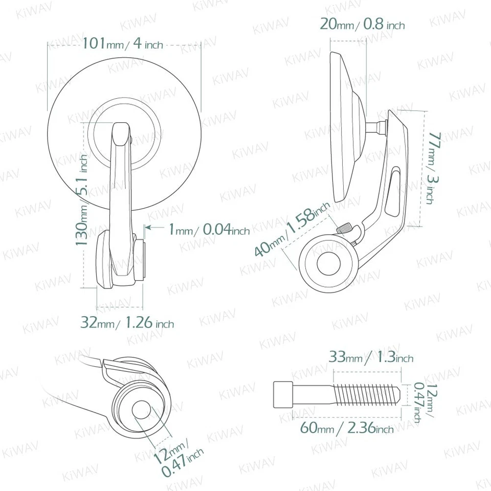 Espejo de extremo de barra VAWiK BOB redondo se adapta a M12 atornillable BMW R NineT Racer Pure Racer Foto 2 de 4