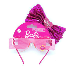 Barbie Girl's Pink Heart Shaped Fashion Sunglasses with Matching Headband w/ Bow